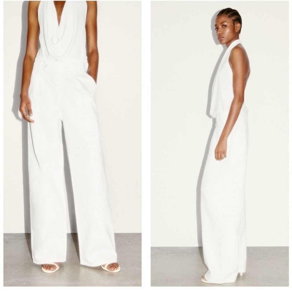 NWT ZARA Wide Leg Jeans 0 White